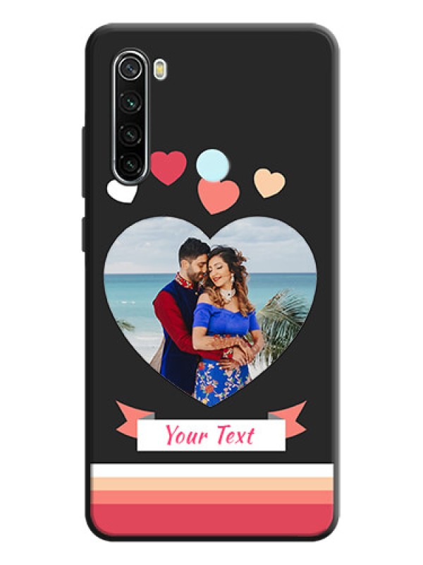 Custom Love Shaped Photo with Colorful Stripes on Personalised Space Black Soft Matte Cases - Redmi Note 8
