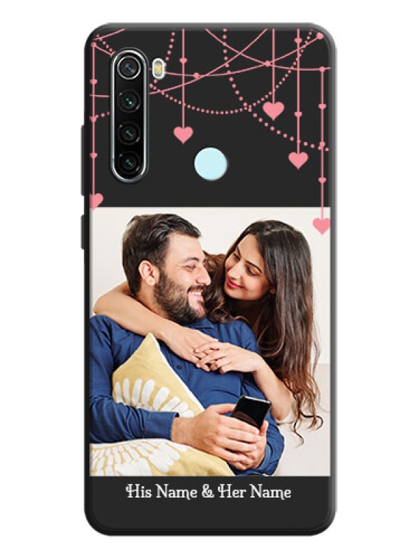 Custom Pink Love Hangings with Text on Space Black Custom Soft Matte Back Cover - Redmi Note 8