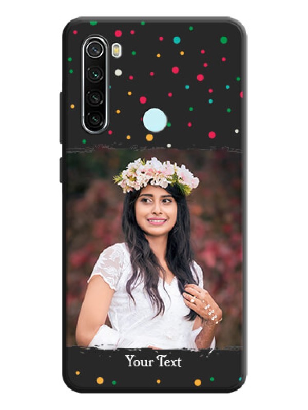 Custom Multicolor Dotted Pattern with Text on Space Black Custom Soft Matte Phone Back Cover - Redmi Note 8