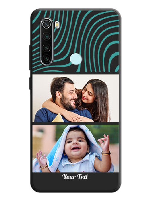Custom Wave Pattern with 2 Image Holder on Space Black Personalized Soft Matte Phone Covers - Redmi Note 8