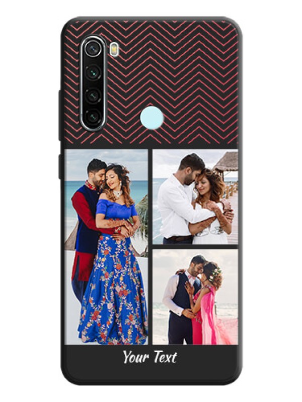 Custom Wave Pattern with 3 Image Holder on Space Black Custom Soft Matte Back Cover - Redmi Note 8