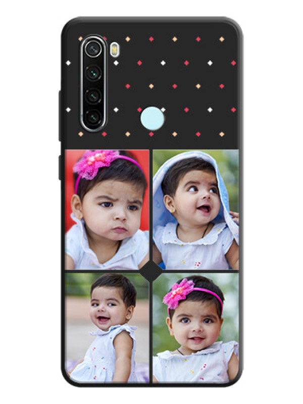 Custom Multicolor Dotted Pattern with 4 Image Holder on Space Black Custom Soft Matte Phone Cases - Redmi Note 8