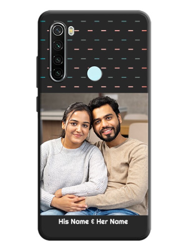 Custom Line Pattern Design with Text on Space Black Custom Soft Matte Phone Back Cover - Redmi Note 8