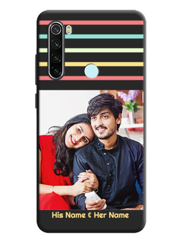 Custom Color Stripes with Photo and Text - Photo on Space Black Soft Matte Mobile Case - Redmi Note 8