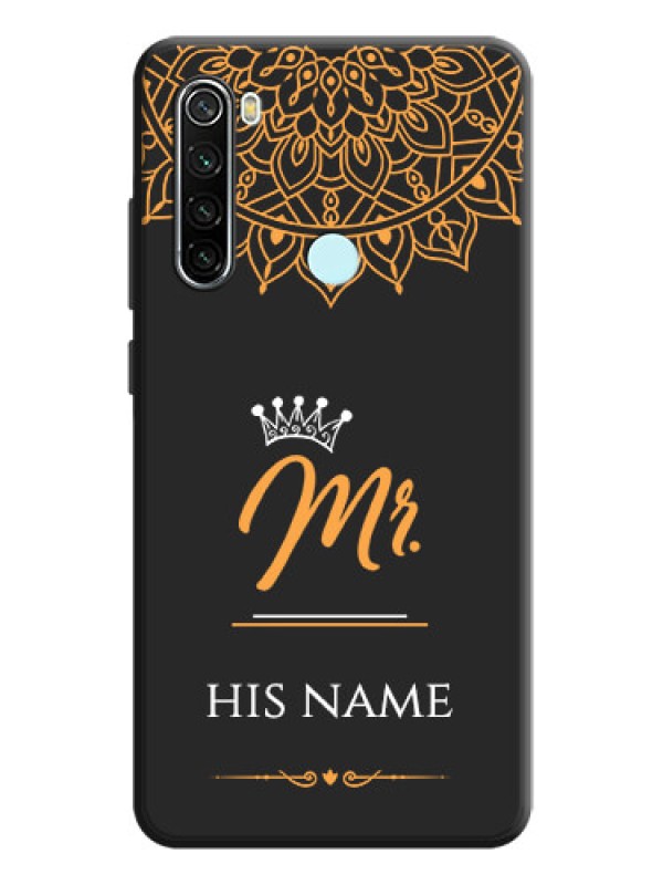 Custom Mr Name with Floral Design  on Personalised Space Black Soft Matte Cases - Redmi Note 8