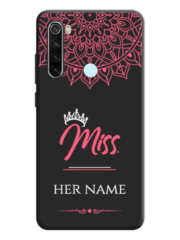 Custom Mrs Name with Floral Design on Space Black Personalized Soft Matte Phone Covers - Redmi Note 8