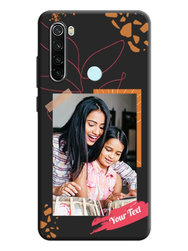 Custom Orange Photo Frame on Space Black Custom Soft Matte Phone Back Cover - Redmi Note 8