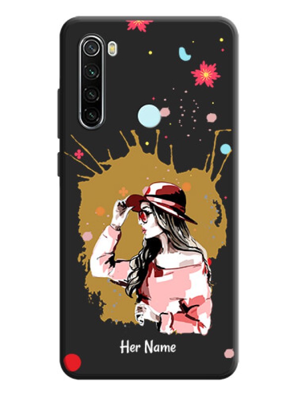 Custom Mordern Lady With Color Splash Background With Custom Text On Space Black Personalized Soft Matte Phone Covers -Xiaomi Redmi Note 8