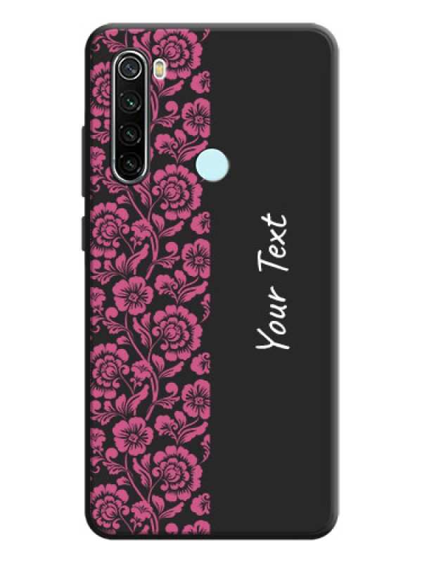 Custom Pink Floral Pattern Design With Custom Text On Space Black Personalized Soft Matte Phone Covers -Xiaomi Redmi Note 8