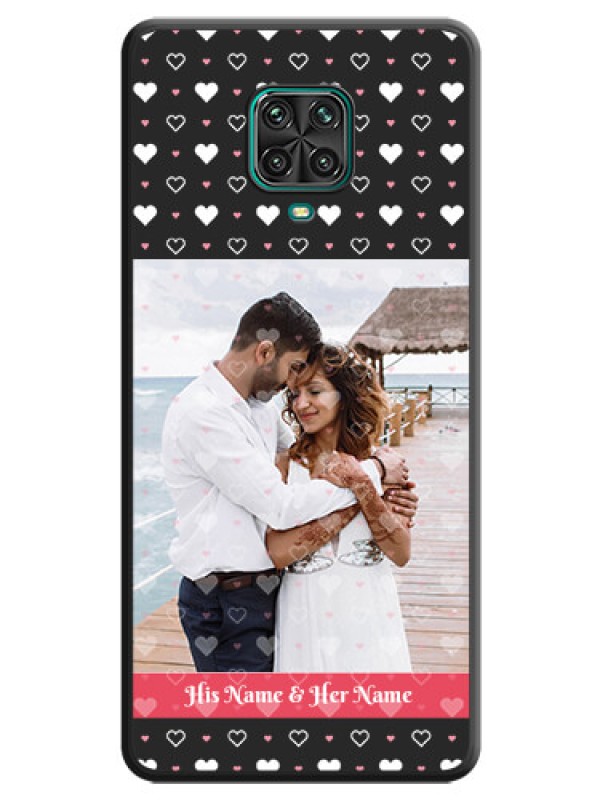 Custom White Color Love Symbols with Text Design on Photo on Space Black Soft Matte Phone Cover - Redmi Note 9 Pro Max