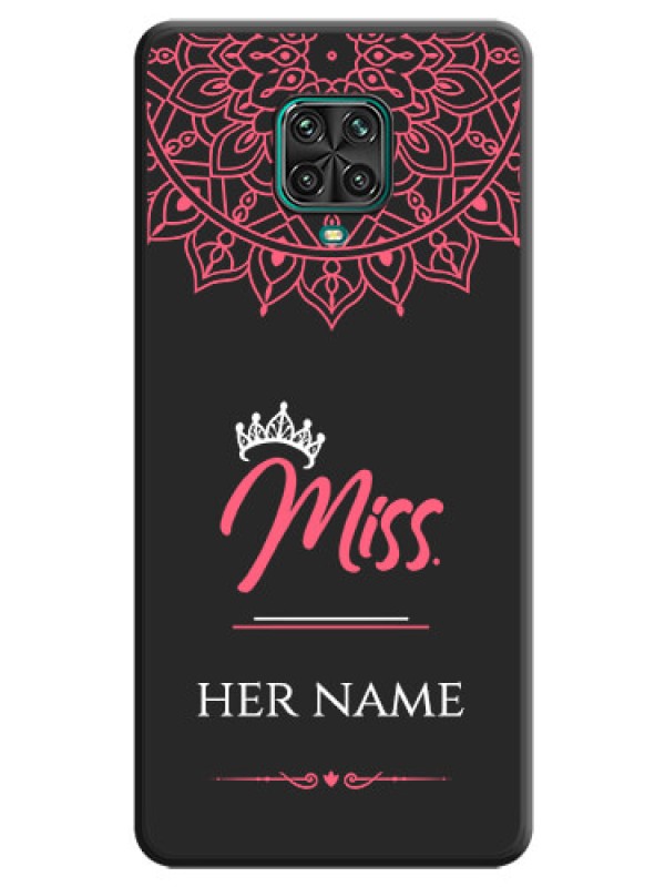 Custom Mrs Name with Floral Design on Space Black Personalized Soft Matte Phone Covers - Redmi Note 9 Pro Max