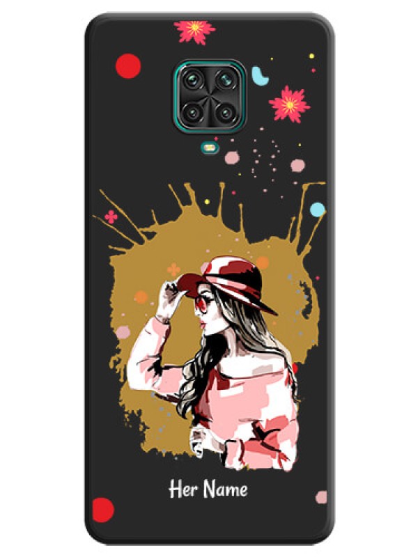 Custom Mordern Lady With Color Splash Background With Custom Text On Space Black Personalized Soft Matte Phone Covers -Xiaomi Redmi Note 9 Pro Max