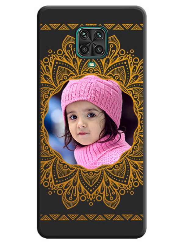 Custom Round Image with Floral Design on Photo on Space Black Soft Matte Mobile Cover - Redmi Note 9 Pro
