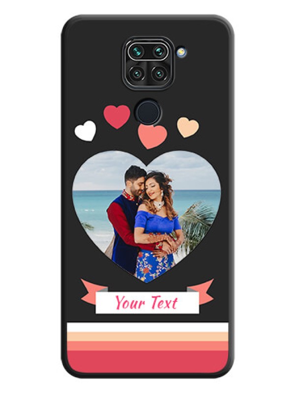 Custom Love Shaped Photo with Colorful Stripes on Personalised Space Black Soft Matte Cases - Redmi Note 9