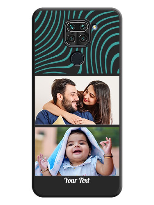 Custom Wave Pattern with 2 Image Holder on Space Black Personalized Soft Matte Phone Covers - Redmi Note 9