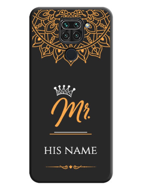 Custom Mr Name with Floral Design  on Personalised Space Black Soft Matte Cases - Redmi Note 9