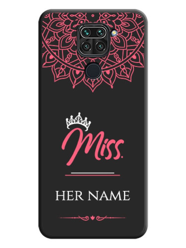 Custom Mrs Name with Floral Design on Space Black Personalized Soft Matte Phone Covers - Redmi Note 9