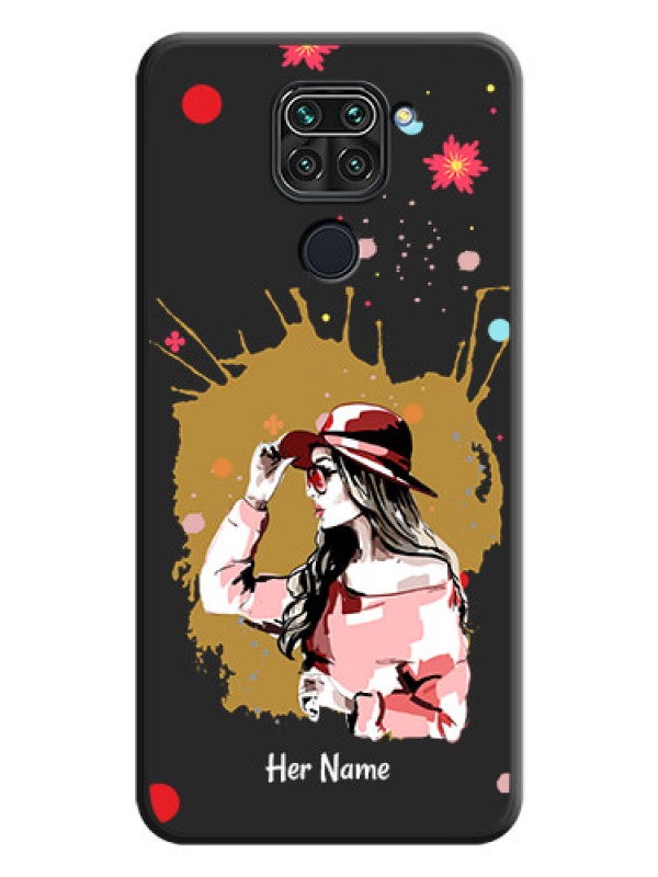 Custom Mordern Lady With Color Splash Background With Custom Text On Space Black Personalized Soft Matte Phone Covers -Xiaomi Redmi Note 9