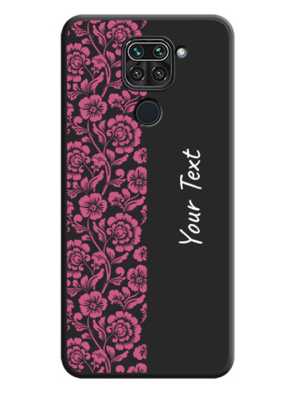 Custom Pink Floral Pattern Design With Custom Text On Space Black Personalized Soft Matte Phone Covers -Xiaomi Redmi Note 9