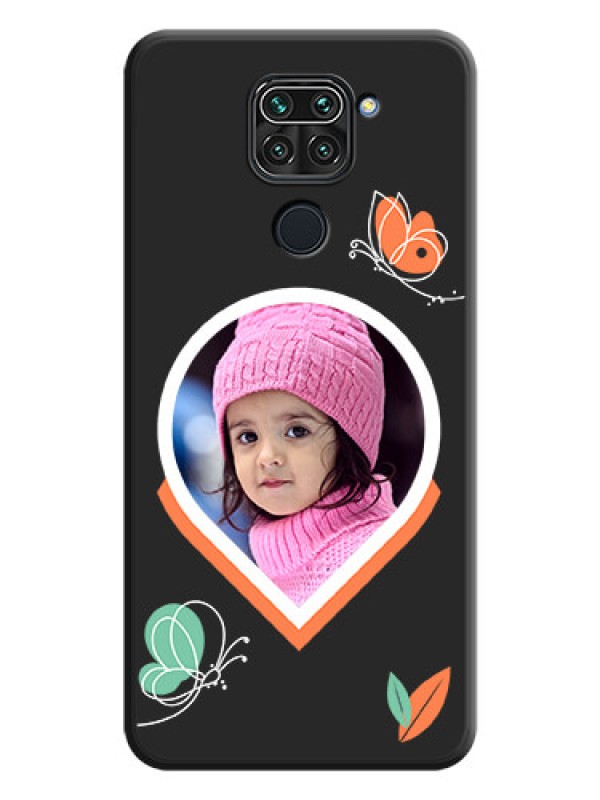 Custom Upload Pic With Simple Butterly Design On Space Black Personalized Soft Matte Phone Covers -Xiaomi Redmi Note 9