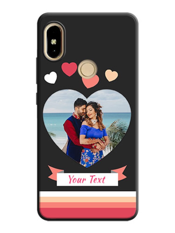 Custom Love Shaped Photo with Colorful Stripes on Personalised Space Black Soft Matte Cases - Redmi S2