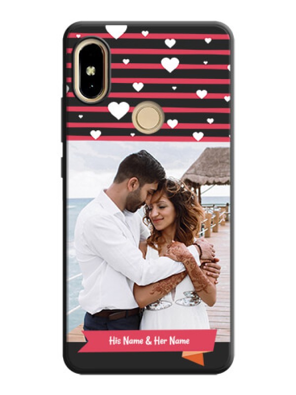 Custom White Color Love Symbols with Pink Lines Pattern on Space Black Custom Soft Matte Phone Cases - Redmi S2