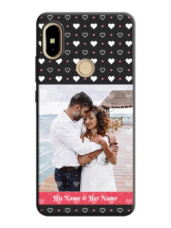 Custom White Color Love Symbols with Text Design on Photo on Space Black Soft Matte Phone Cover - Redmi S2