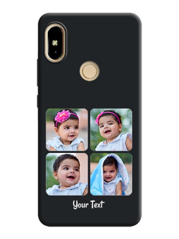 Custom Floral Art with 6 Image Holder on Photo on Space Black Soft Matte Mobile Case - Redmi S2