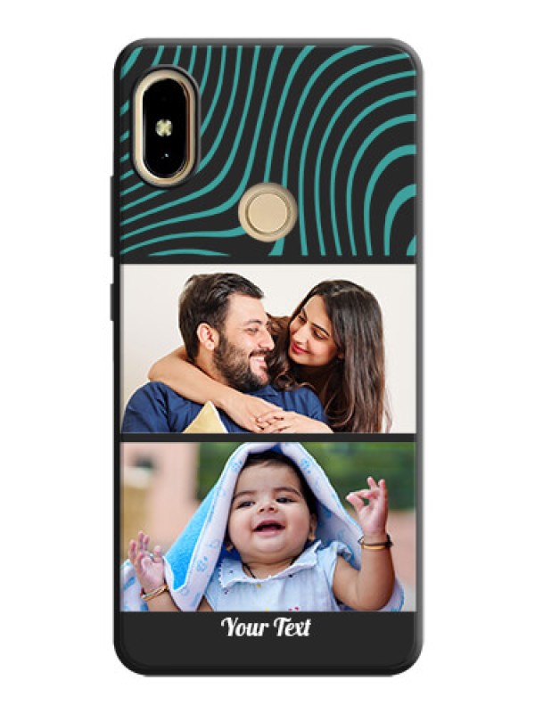 Custom Wave Pattern with 2 Image Holder on Space Black Personalized Soft Matte Phone Covers - Redmi S2