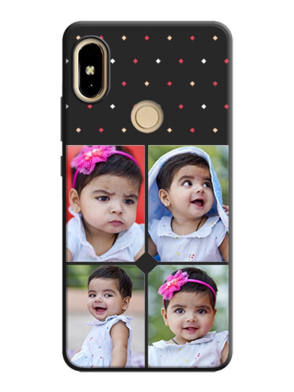 Custom Multicolor Dotted Pattern with 4 Image Holder on Space Black Custom Soft Matte Phone Cases - Redmi S2