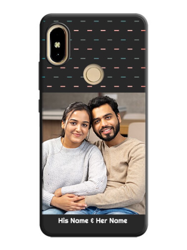 Custom Line Pattern Design with Text on Space Black Custom Soft Matte Phone Back Cover - Redmi S2