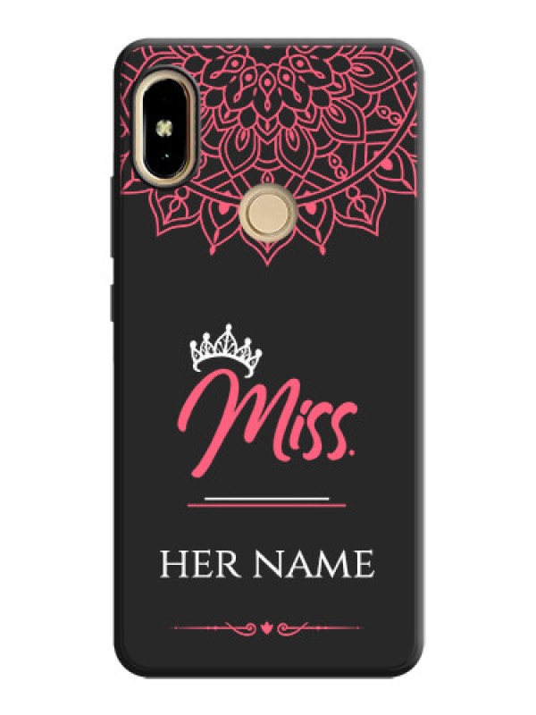 Custom Mrs Name with Floral Design on Space Black Personalized Soft Matte Phone Covers - Redmi S2