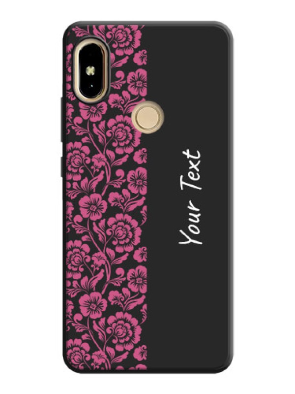 Custom Pink Floral Pattern Design With Custom Text On Space Black Personalized Soft Matte Phone Covers -Xiaomi Redmi S2