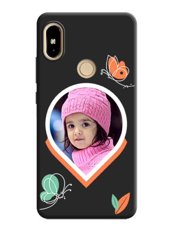 Custom Upload Pic With Simple Butterly Design On Space Black Personalized Soft Matte Phone Covers -Xiaomi Redmi S2
