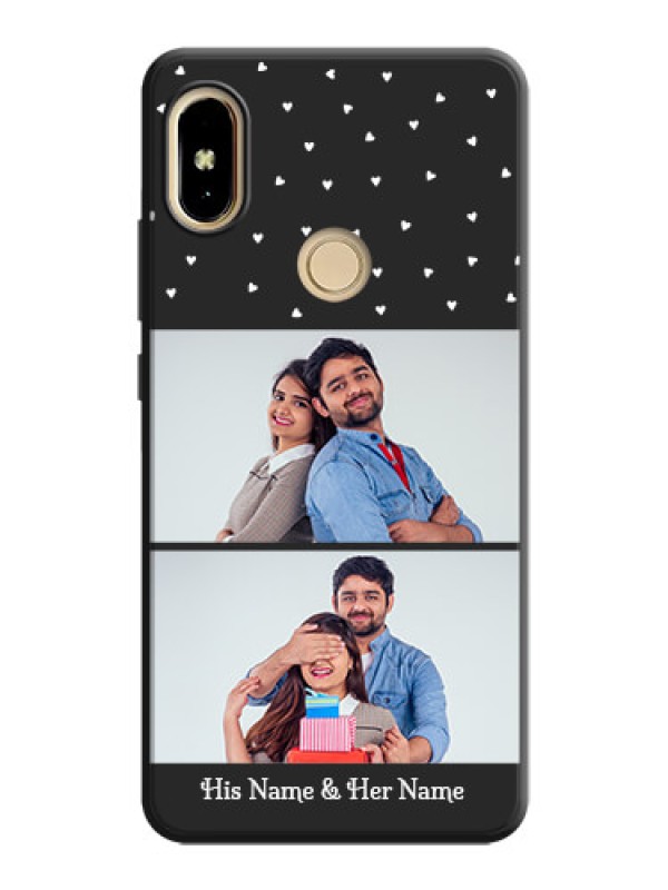 Custom Miniature Love Symbols with Name on Space Black Custom Soft Matte Back Cover - Redmi Y2