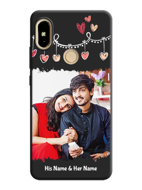 Custom Pink Love Hangings with Name on Space Black Custom Soft Matte Phone Cases - Redmi Y2