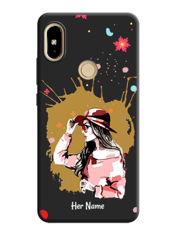 Custom Mordern Lady With Color Splash Background With Custom Text On Space Black Personalized Soft Matte Phone Covers -Xiaomi Redmi Y2