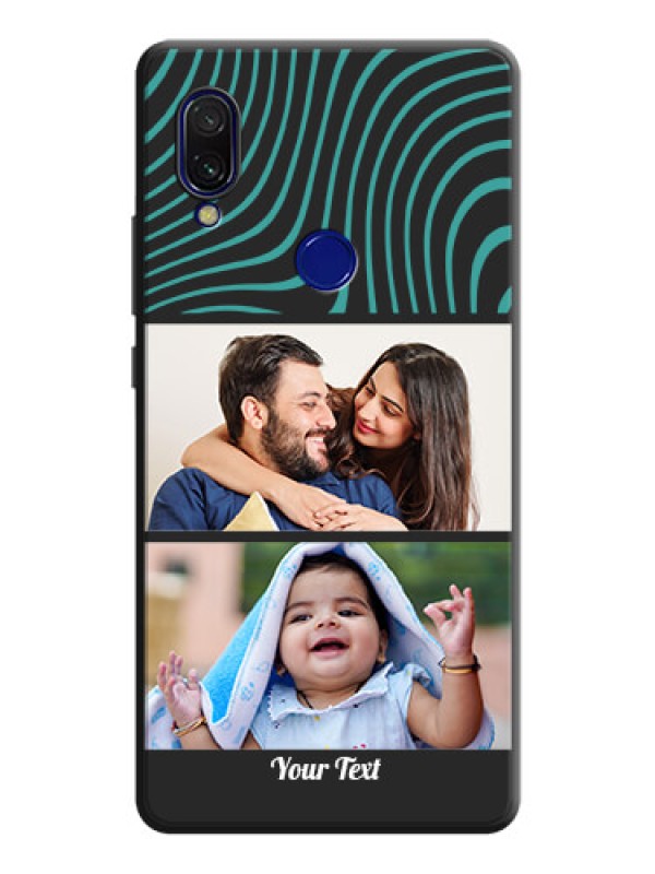 Custom Wave Pattern with 2 Image Holder on Space Black Personalized Soft Matte Phone Covers - Redmi Y3