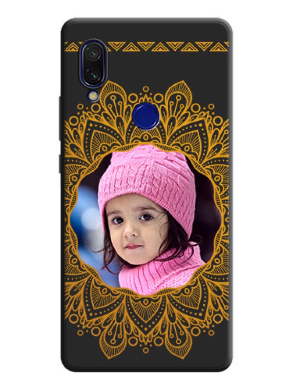 Custom Round Image with Floral Design - Photo on Space Black Soft Matte Mobile Cover - Redmi Y3