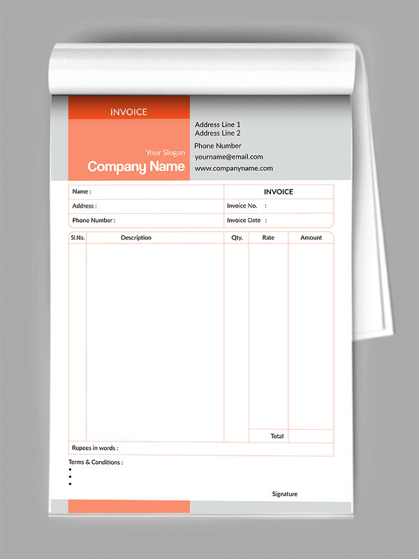 Custom Professional Bill Book Design