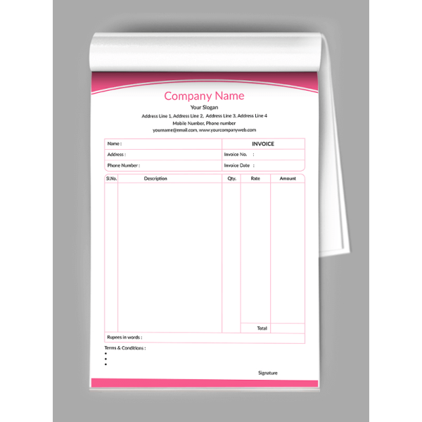 Premium Pink Color Bill Book Design Premium Pink Color Bill Book Design