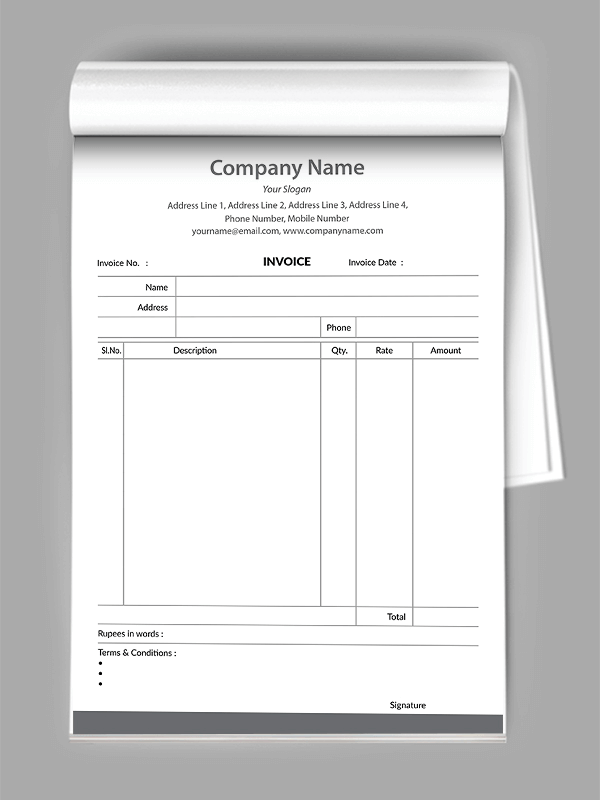 Custom Consultancy  Bill Book Design