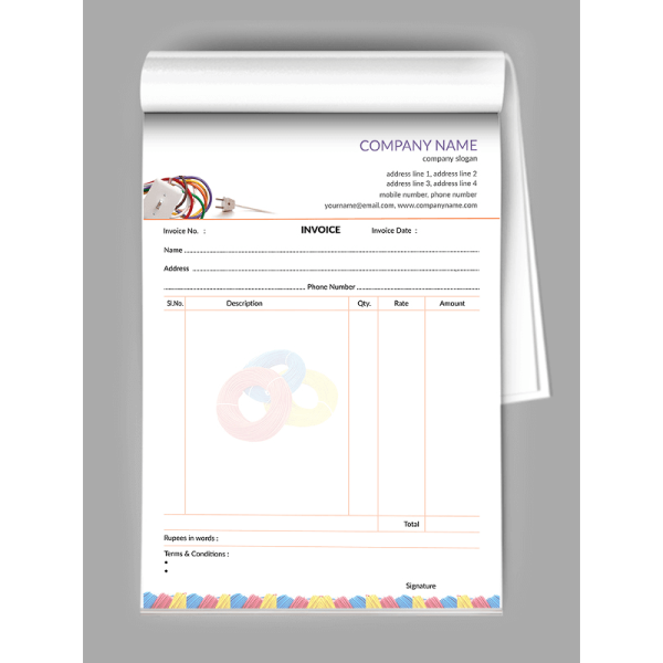 electrical shop Bill Book Design electrical shop Bill Book Design