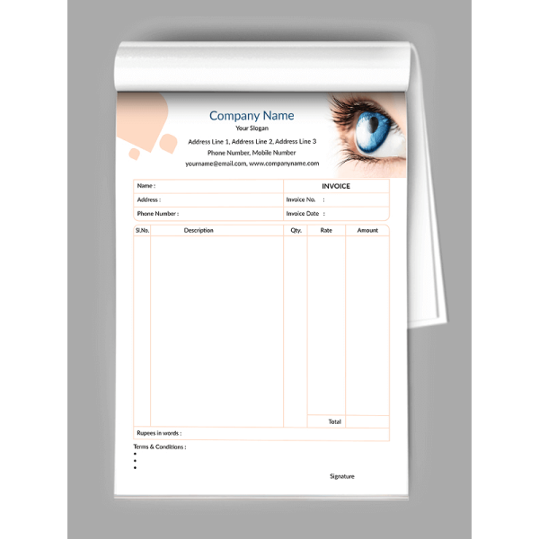Eye Care Bill Book Design Eye Care Bill Book Design