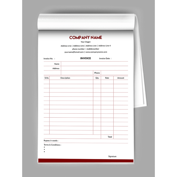 Professional Bill Book Design Professional Bill Book Design