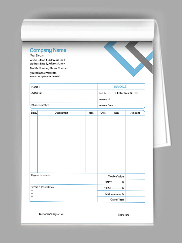 Custom Accountant Bill Book