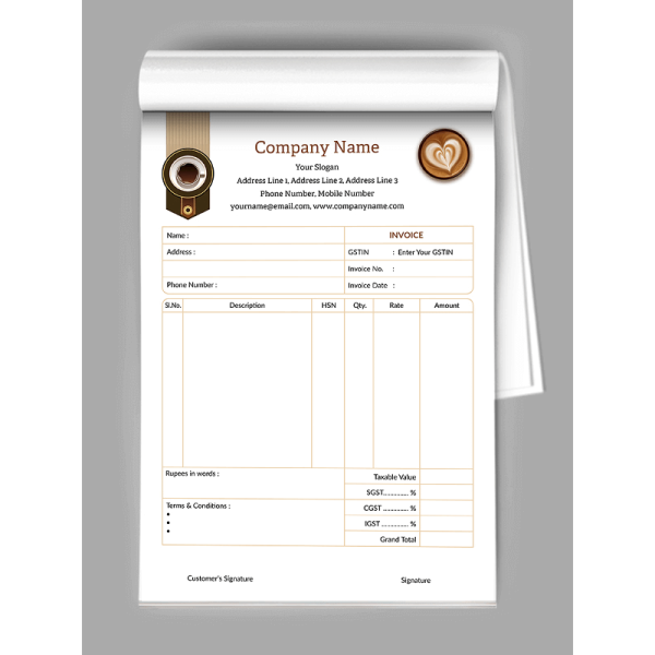 Coffee Shop Bill Book Coffee Shop Bill Book