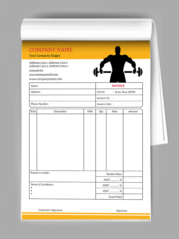 Custom Gym Bill Book