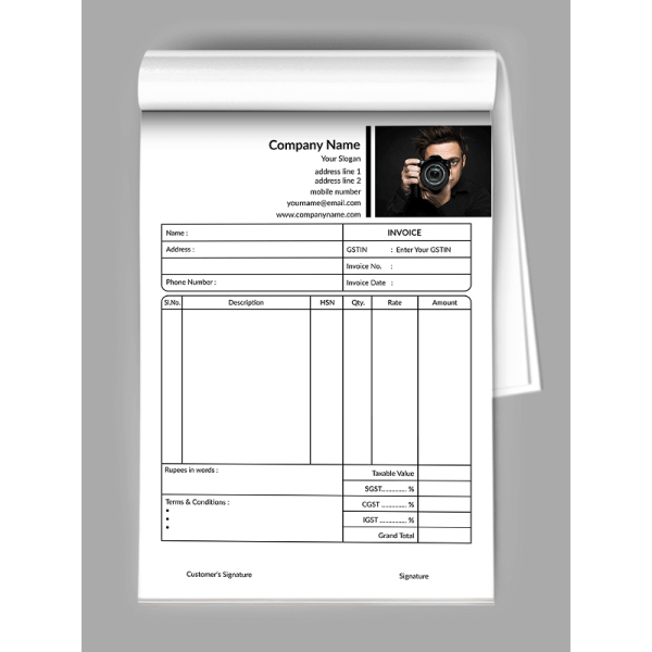 Photography Bill Book Photography Bill Book
