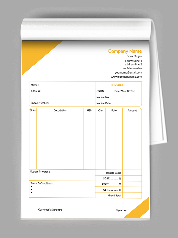 Custom Consultancy Bill Book